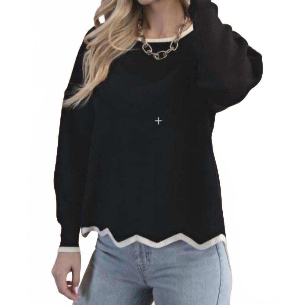 NEW GIGIO wavy hem sweater in black